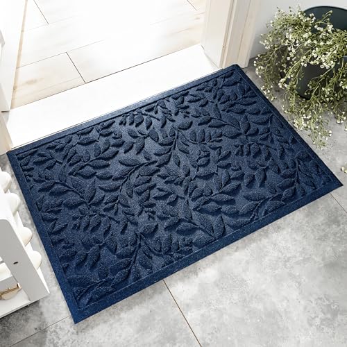 VivaNest Blue Leaves Door Mat