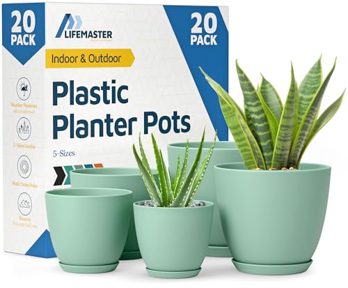 Lifemaster Set of 20 Plastic Pots (Mint)