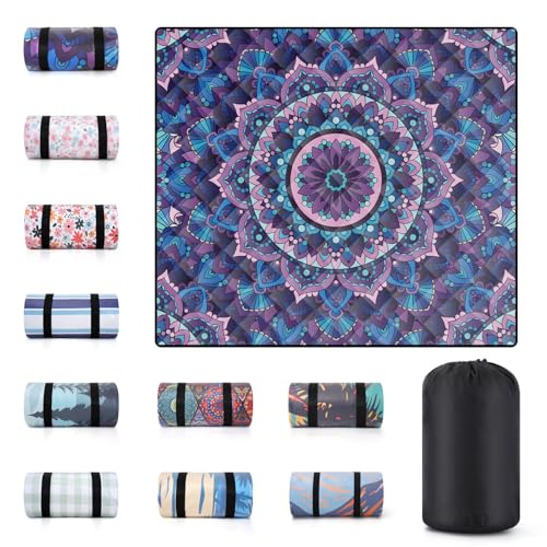 60x80" Extra Large Picnic Blankets Waterproof Sandproof Couple Outdoor Beach Blanket Foldable Grass Park Lawn Concert Mat Summer Camping Essentials Rv Travel Vacation Accessories Festival Gift