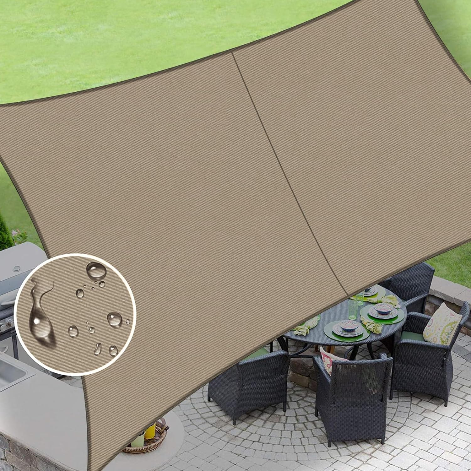 LOVE STORY Rectangle 9'x10' Waterproof (Taupe)
