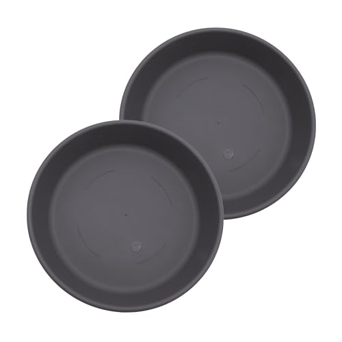 The HC Companies Flower Pot Saucers - Plastic Plant Saucer for Outdoors & Indoors - Traditional Design Plant Pot Trays for Water Drainage - Durable & Stylish Round Plant Tray (17.5-inch Warm Gray)