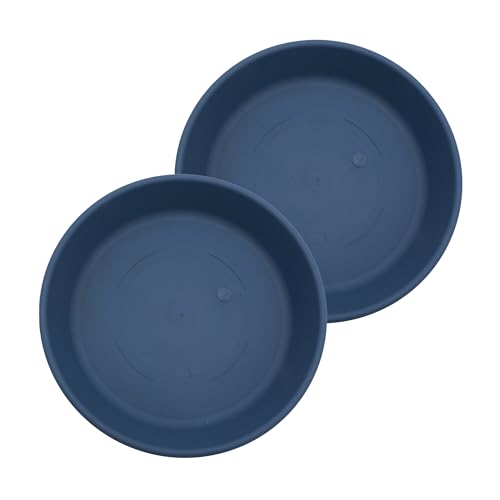 The HC Companies Flower Pot Saucers - Plastic Plant Saucer for Outdoors & Indoors - Traditional Design Plant Pot Trays for Water Drainage - Durable & Stylish Round Plant Tray (21-inch Slate Blue)