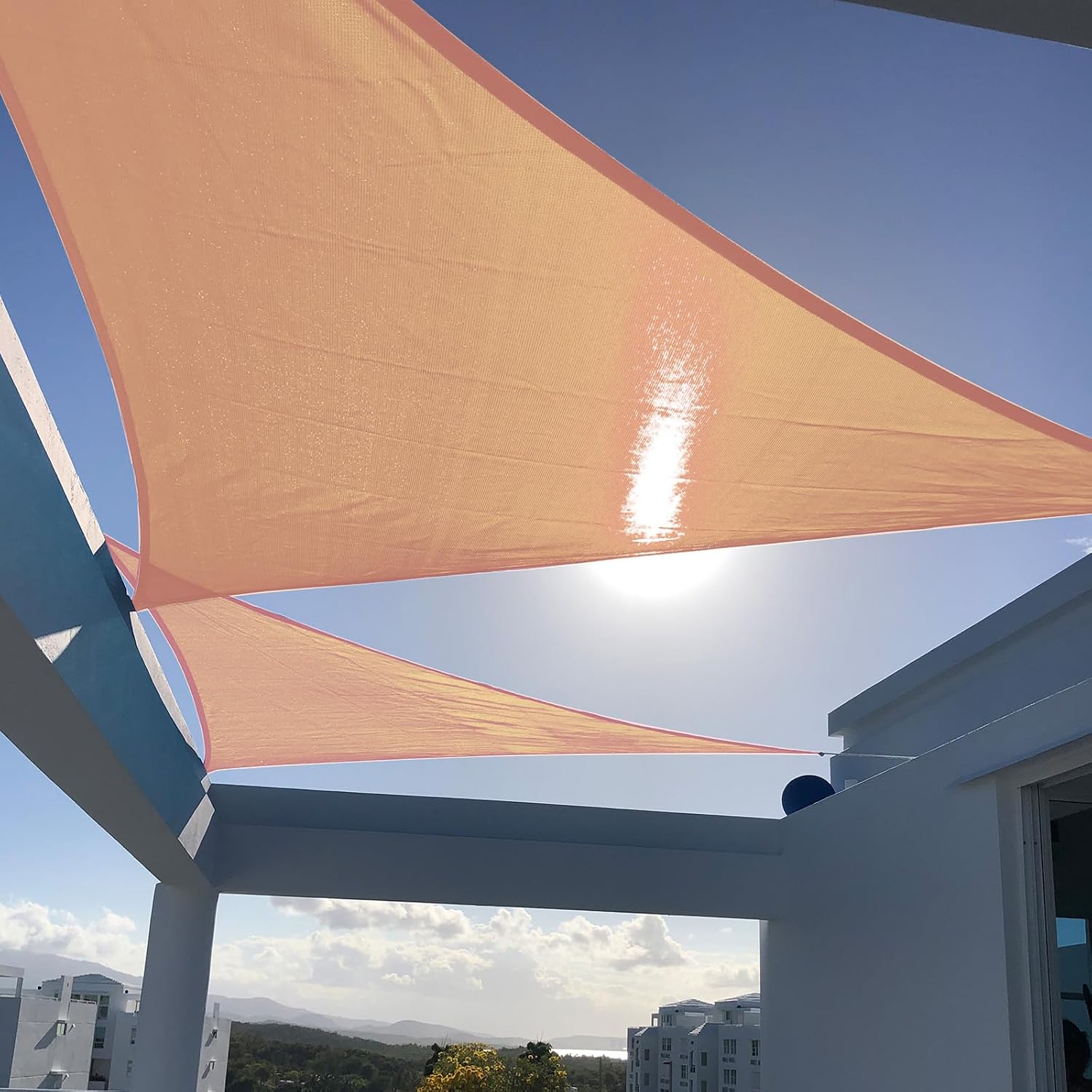SUNNY GUARD Custom Size 15'x15'x15' Peach Fuzz Sun Shade Sail Triangle UV Block Shade for Backyard Yard Patio Deck Garden.(Customized.)