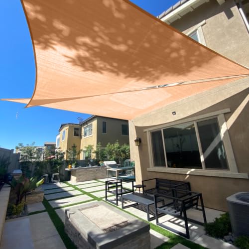 SUNLAX Sun Shade Sail 12' x 14' x 18.4' Peach Fuzz Rectangle Canopy Sail Shade Cover UV Block Permeable Sunshade Outdoor for Patio Backyard Deck Pergola (We Make Custom Size)