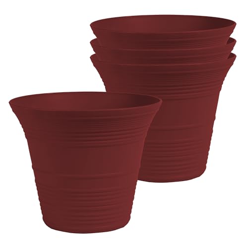 The HC Companies Sedona Round Self-Watering Pot (9" Wild Red, Pack of 4)
