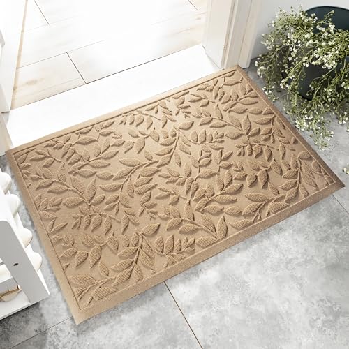 VivaNest Beige Leaves Door Mat