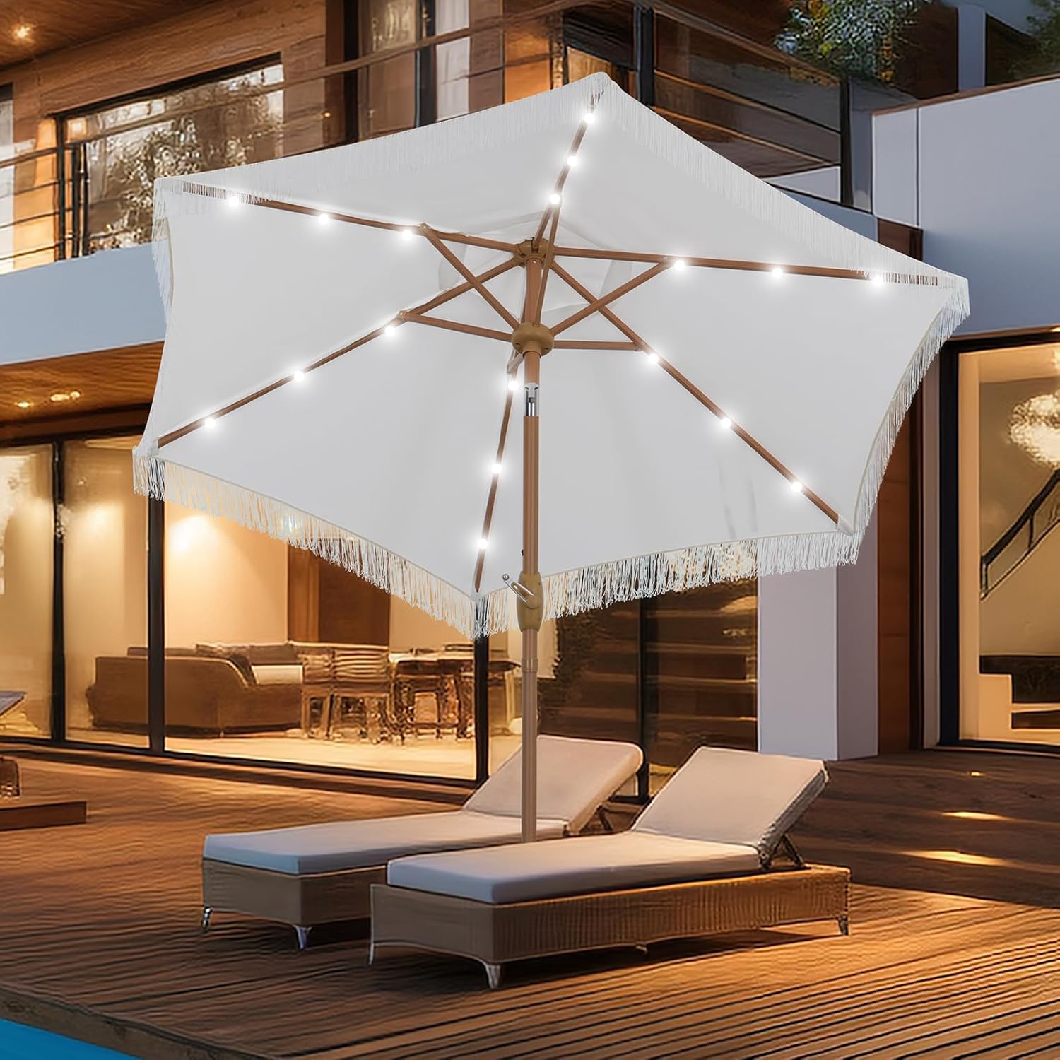 GDY 7.5 ft Fringe Patio Umbrella