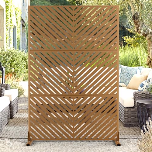 72" H47" W Metal Privacy Screen Outdoor Privacy Screen Freestanding, Outdoor Privacy Screens and Panels for Patio Lawn Deck, Outdoor Privacy Panels Decorative Privacy Fence(Consists of 3 Panels)