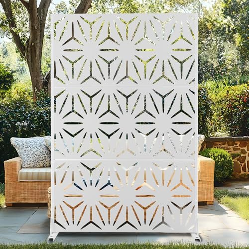 72" H47" W Metal Privacy Screen Outdoor Privacy Screen Freestanding, Outdoor Privacy Screens and Panels for Patio Lawn Deck, Outdoor Privacy Panels Decorative Privacy Fence(Consists of 3 Panels)