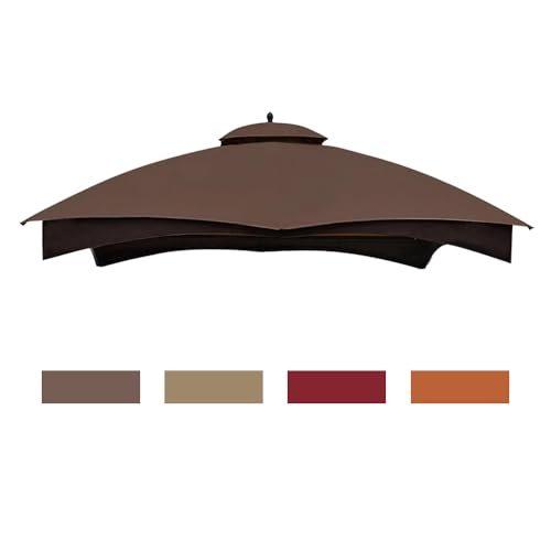 Eurmax USA High Performance Replacement Canopy Top for Lowe's Allen Roth Heavy Duty Gazebo Roof Gazebo Top with Air Vent 10X12 Cover #GF-12S004B-1, Replacement Top Only (Brown)