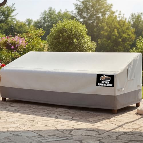 GORILLA GRIP Waterproof Large Outdoor Patio Sofa Cover, 90 Inch, Adjustable Furniture Covers Sets for Winter, Keep Cushions Dry, Protects from Sun, Snow, Rain, Windproof, UV Coated, 1 Pack
