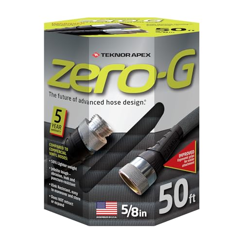 5/8" x 50ft zero-G Lightweight Garden Hose, Kink Free Garden Hose, Teknor Apex Water Hose