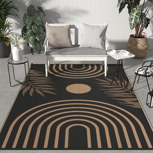 GENIMO Outdoor Rug 8' x 10' (Mix-Black & Brown)