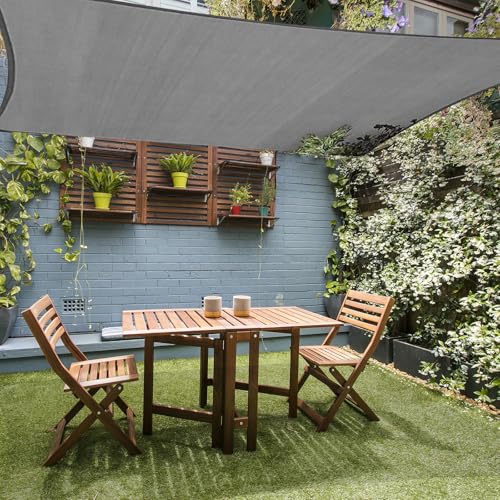10'x13' Rectangle Sun Shade Sail, Permeable Shade Sails HDPE UV Block Sunshade Outdoor Patio Canopy Sun Cover for Backyard, Garden, Porch, Dark Grey