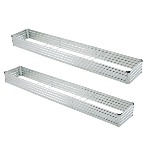 12x2x1ft(2 Pack) Galvanized Raised Garden Bed,Outdoor Planter Box Metal Patio Kit Planting Bed for Vegetables Flowers Herb,Silver