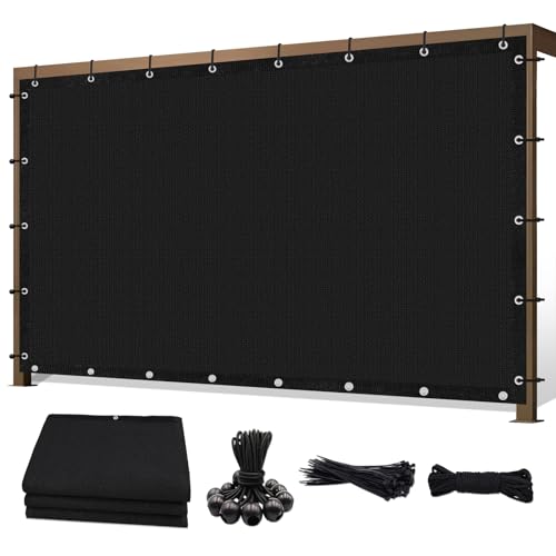 10'X 10' 90% Sun Shade Cloth Outdoor Patio Black Pergola Shades Cover Privacy Screen UV Block Porch Screens Canopy for Patio Outside Outdoor