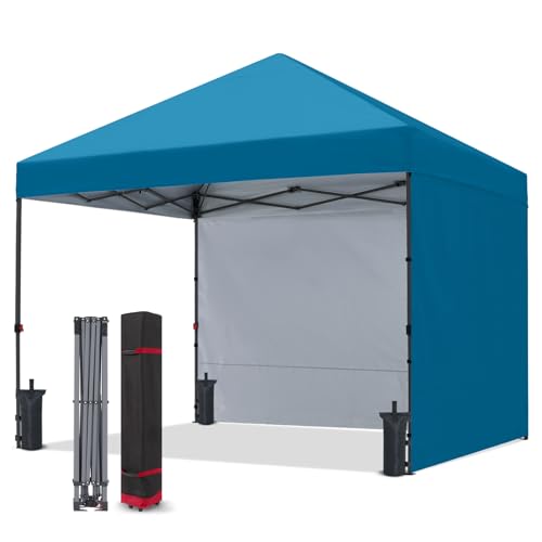 COOSHADE Pop Up Canopy Tent 10x10 with 2 Sidewalls, Outdoor Shade Instant Canopy Tents, Turquiose