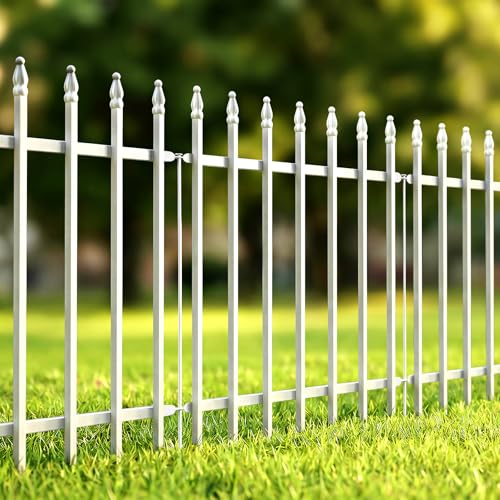 Metal Garden Fence 24" W x 24" H (5 Panels, Total 10 ft), Decorative Border Folding Fence, Landscape Fencing for Flower Bed, Yard, Animal Barrier