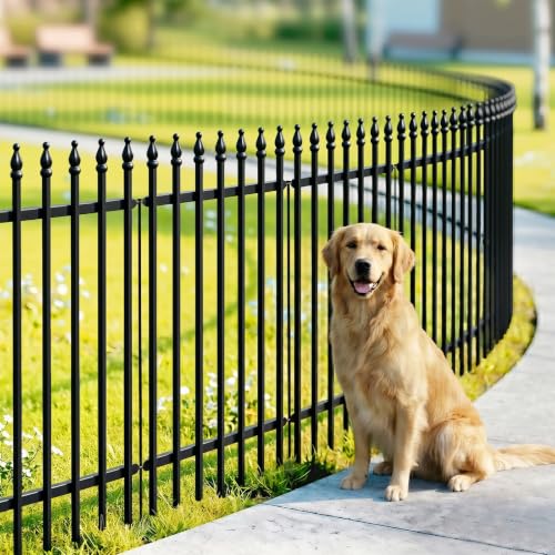 Metal Garden Fence 36 inch High x 28 inch Wide (5 Panels, Total Length 11.6 feet) No Dig Decorative Fence Border Fence for Dog, Flower Bed, Yard, Animal Barrier