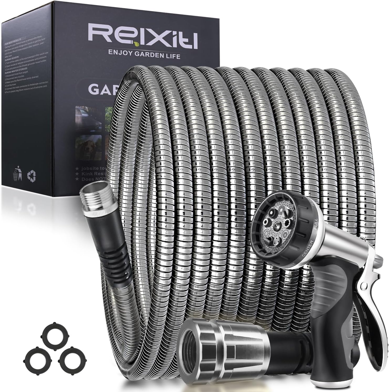 Relxitl 50FT Metal Garden Hose