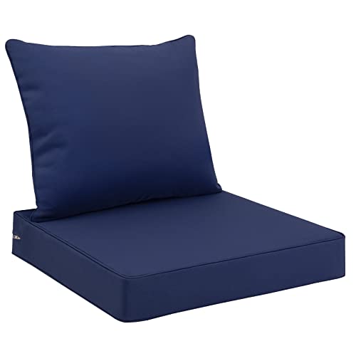 Favoyard Outdoor Seat Cushion Set 22 x 24 Inch Waterproof & Fade Resistant Patio Furniture Cushions with Removable Cover Deep Seat & Back Cushion with Handle and Adjustable Straps for Chair Sofa Couch