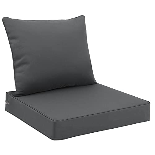 Favoyard Outdoor Seat Cushion Set 22 x 24 Inch Waterproof & Fade Resistant Patio Furniture Cushions with Removable Cover Deep Seat & Back Cushion with Handle and Adjustable Straps for Chair Sofa Couch