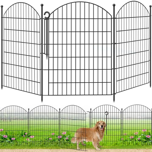 Decorative Garden Fence 40in (H) x12ft (L), 5 Pack No Dig Fence Animal Barrier for Dog with Lock, Arched Flower Bed Edging, Wire Border Panel Fencing for Yard Patio Outdoor Decor