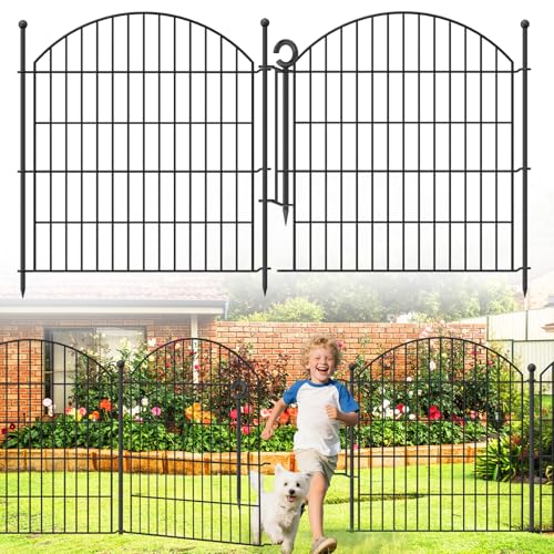 Decorative Garden Fence 32in (H) x24ft (L), 10 Pack No Dig Fence Animal Barrier for Dog with Lock, Arched Flower Bed Edging, Wire Border Panel Fencing for Yard Patio Outdoor Decor