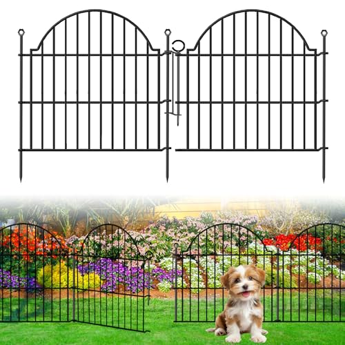 Decorative Metal Garden Fence with Gate Lock 10 Panels