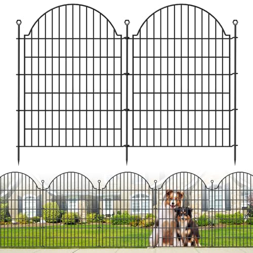 10 Panels No Dig Decorative Garden Fence for Yard, 40in (H) x 23.6ft (L) Rustproof Metal Wire Temporary Dog Fence, Animal Barrier Fencing Patio Panel Border with Temporary Ground Stakes
