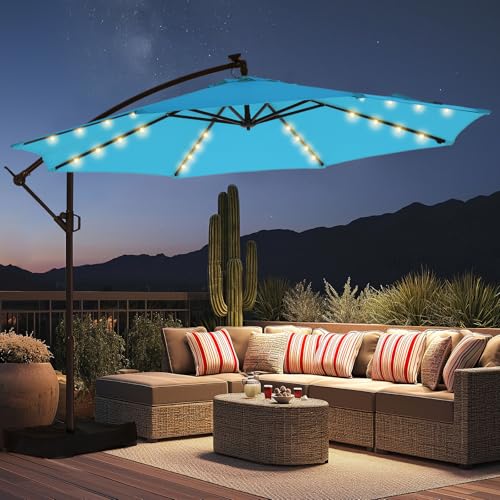 HOMSHADE 10ft Offset Solar Umbrella