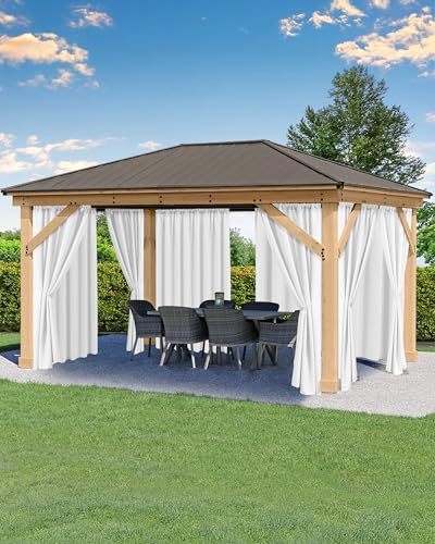 HolidayIdeas Waterproof Patio Outdoor Curtains with Rod Pocket, 6 Pcs- UV & Privacy Protect Weatherproof Gazebo Outdoor Drapes for Porch, Balcony, Apartment, Sliding Glass Door, White, 54x84 Inch