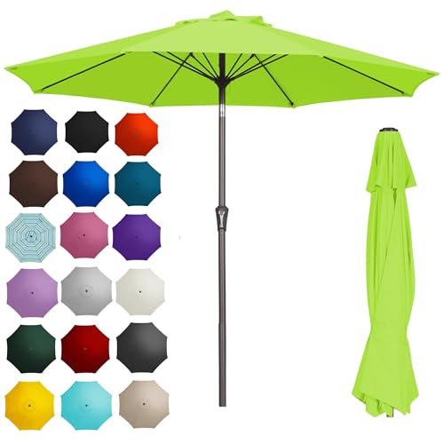 PatioKingdom 9FT Patio Outdoor Umbrella-UPF 50+ Sun Shade with Wind Vent, Push-Button Tilt & Smooth Crank Lift, Rust-Resistant Fiberglass Frame for Garden, Backyard,Yard (Apple Green, 9FT)