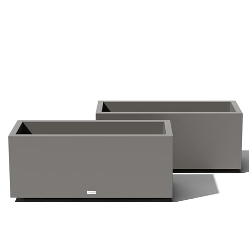Veradek Block Series Long Box Planter - Large Rectangular Planter for Indoor or Outdoor Patio/Porch | Durable All-Weather Use with Drainage Holes | Modern Decor for Tall Plants, Flowers or Shrubs