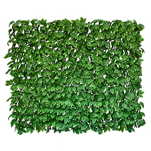 Expandable Fence Privacy Screen for Balcony Patio Outdoor,Decorative Faux Ivy Fencing Panel,Artificial Hedges (Single Sided Leaves) (2, Peony Leaf)