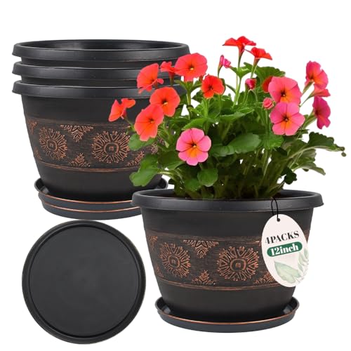 Usocik 4 Pack 12 inch Retro Pattern Planters