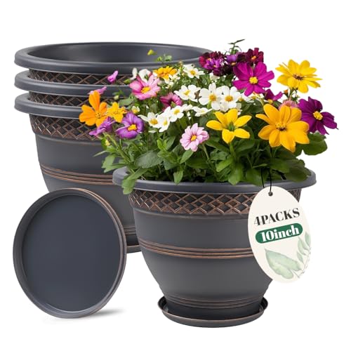 Usocik 10" Plaid Plant Pots (4-pack)