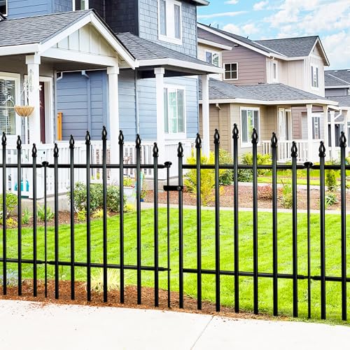 Metal Garden Fence 32" H x 24" W 5 Panels (4 Panels + 1 Gate) 10 Ft Total, Rustproof Animal Barrier No Dig Decorative Fencing for Dogs, Pet, Yard & Patio, Easy Installation
