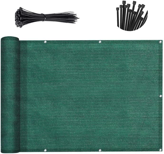 SUNNY GUARD Customized 3'x33' Dark Green Balcony Privacy Screen,90% Shade Apartments Fence Cover,Heavy Duty Mesh Windscreen for Deck,Outdoor,Backyard,Patio