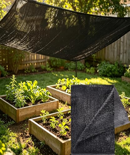 e.share Shade Cloth, 70%-80% Sunblock UV Protection, 10 FT X 16 FT can Custom Size Sun Mesh Net for Garden Plant Cover, Flowers and Greenhouse, Black