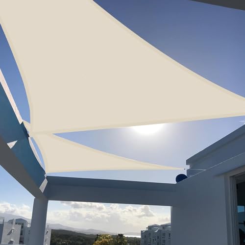 SUNNY GUARD Sun Shade Sail 18'x22'x22' Triangle Butter Cream UV Block Sunshade for Backyard Yard Deck Patio Garden Outdoor Activities and Facility(We Make Custom Size)