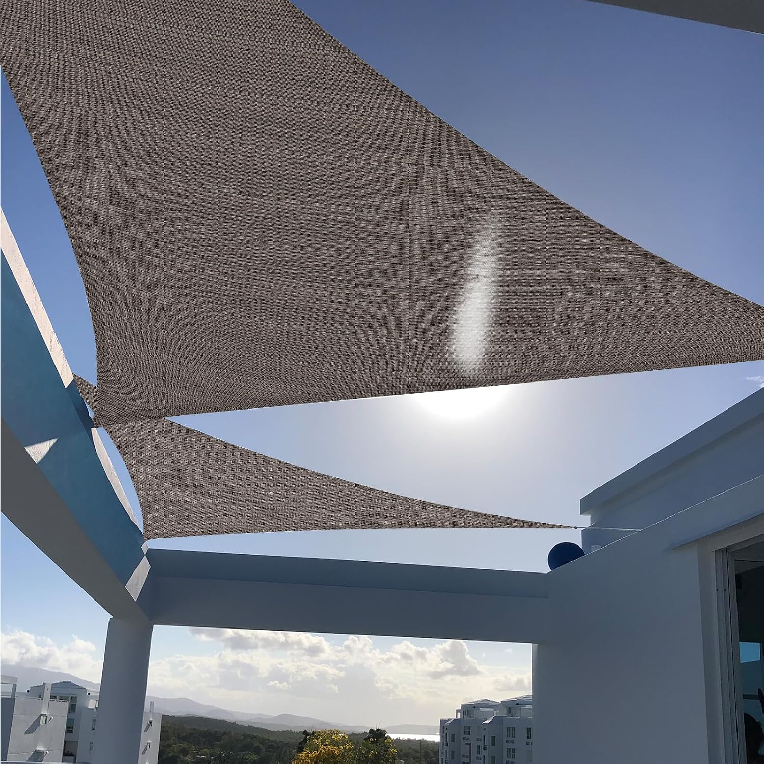 SUNNY GUARD Sun Shade Sail 17'x22'x22' Triangle Brown UV Block Sunshade for Backyard Yard Deck Patio Garden Outdoor Activities and Facility(We Make Custom Size)