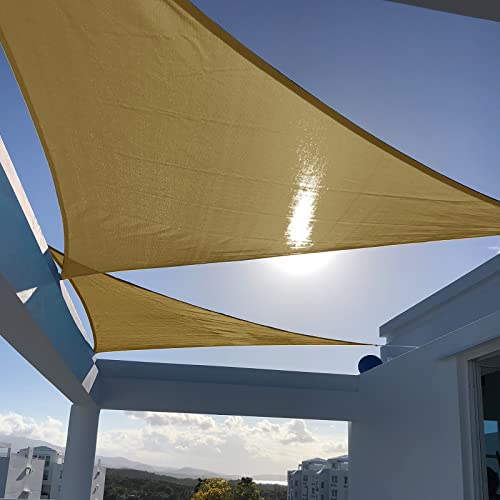 SUNNY GUARD Sun Shade Sail 9'x20'x20' Triangle Sand UV Block Sunshade for Backyard Yard Deck Patio Garden Outdoor Activities and Facility(We Make Custom Size)