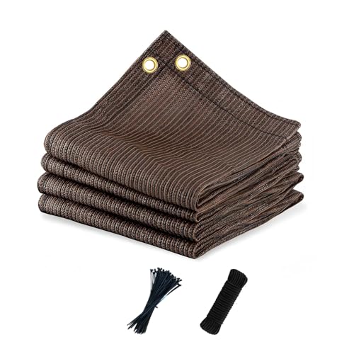 90% Sun Shade Cloth for Patio, 12x20 Ft Breathable Sunshade Fabric for Garden, UV Resisant & Privacy Protection Shade Screen for Pergola, Backyard, Deck, Balcony, Mocha