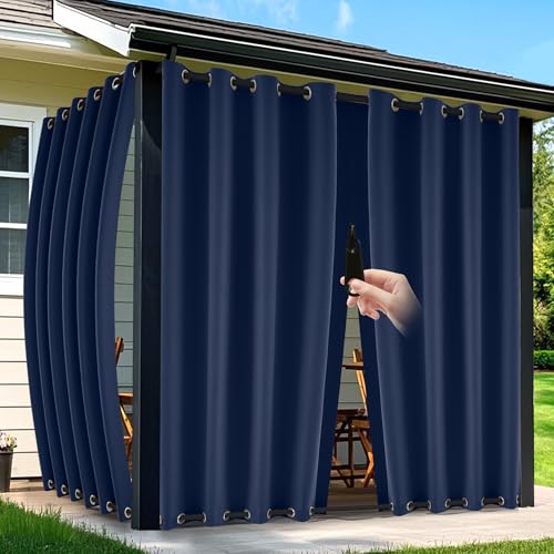 Arfntevss Outdoor Curtains (54x84, Navy Blue)