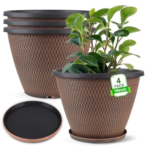 Svxtoby 16" Plastic Planters (4-Pack)