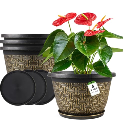 Nooulap 4 Pack 12 Inch Plant Pots