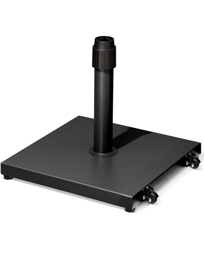 42lbs Patio Umbrella Base with Wheels - Heavy Duty Outdoor Patio Market Umbrella Stand for Deck with Rollers, Poolside, Balcony, Wind-Resistant Design, Black