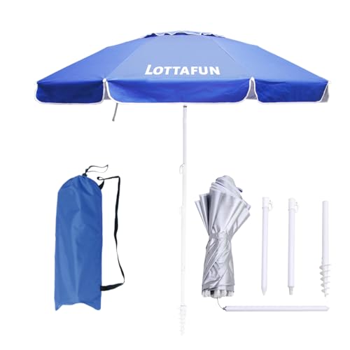 6ft Beach Umbrella - Heavy Duty Wind Resistant UV 50+ Portable Sun Shade with Sand Anchor & Carry Bag, Outdoor Folding Umbrella for Beach, Pool, Patio, Garden (Dark Blue)