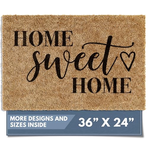 Barnyard Designs Doormat Welcome Mat for Outdoors, Large Front Door Entrance Mat, Brown (Home Sweet Home, 36x24)